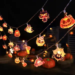 Catena Luminosa LED di Halloween Zucca Fantasma Ornamenti Sospesi Luminosi a Batteria Decorazione per Feste