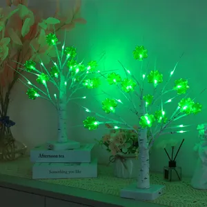St Patricks Day LED Shamrock Tree Light Battery USB Powered Green Clover Fairy Light For Irish Festival Party Home Decor