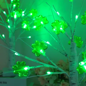 St. Patrick's Day LED clover tree light green lucky four leaf clover decorative lighting home decor