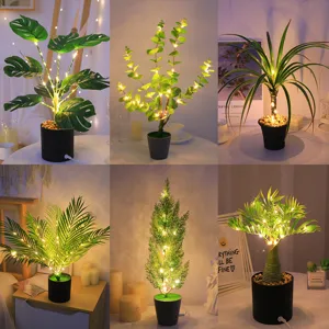 Luz Nocturna LED De Planta Artificial Alimentada Por USB Lámpara De Mesa De Bonsái Lámpara Decorativa Para El Hogar