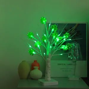 St. Patrick's Day LED clover tree lamp green glowing decorative holiday light for home table decor
