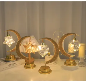 LED Luna Luce Notturna Corda Canapa Stella Cuore Palla USB Lampada Tavolo Regalo