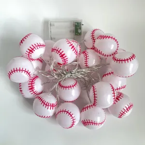 Guirlande lumineuse LED baseball, guirlande décorative à piles pour chambre d'enfant.