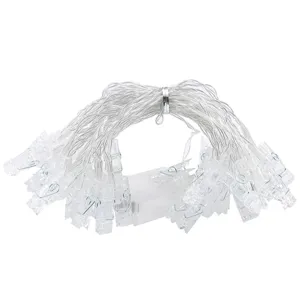 Catena luminosa LED con mollette per foto, luci trasparenti per decorazione stanza.