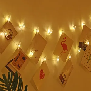 LED Kupferdraht Foto Clip Lichterkette dekorative Lichter für Zimmerwand Deko warmweiß