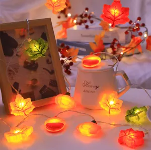 Guirnalda de Luces LED Calabaza y Hoja de Arce para Decoración de Fiesta en Detalle