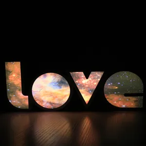LED Love Letter Light Starry Galaxy Nebula Pattern Decorative Night Light Variants