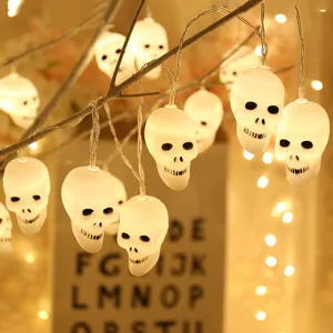 Guirnalda de Luces LED Decorativa de Halloween Cráneo Ojo de Fantasma Funciona con Pilas para Fiesta