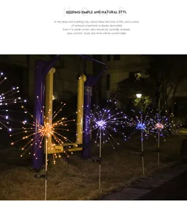 Zonne-energie vuurwerk paardenbloem tuinverlichting waterdicht voor gazon en landschap.