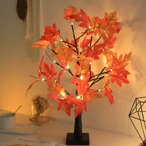 Halloween Maple Leaf Pumpkin LED Tree Light USB Battery Powered Artificial Halloween Decor Night Light For Home Party Room
