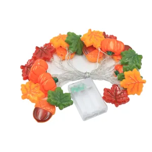 Guirnalda de luces LED Halloween Acción de Gracias otoño calabaza hoja de arce decoración