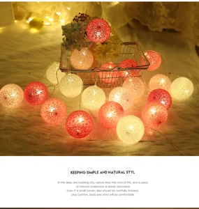 LED dekorative Lichterkette Baumwollkugel für Weihnachten Indoor Feiertag warme Beleuchtung Detail
