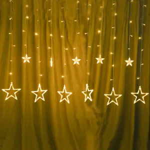LED Estrella Cortina Guirnalda de Luces Blanco Cálido Ventana Decoración para Fiesta Navidad