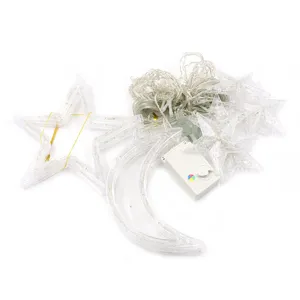 Guirnalda de luces LED de estrella y luna iluminación decorativa de cortina para fiestas