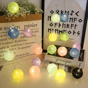 LED Baumwollkugel Lichterkette bunt festliche Innendecoration Feen Lichter für Schlafzimmer