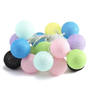 Dekorative LED Baumwollkugel Lichterkette bunte Feenlichter für Schlafzimmer Party Deko