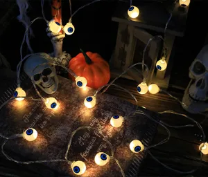 LED φωτεινή γιρλάντα με βολβούς ματιών για Halloween, τρομακτική διακόσμηση πάρτι.