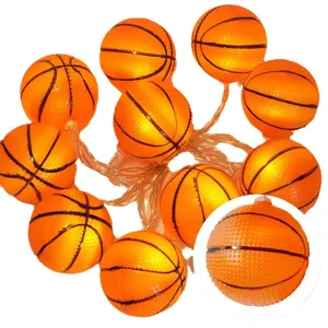 Guirlande lumineuse LED ballon de basket pour chambre d'enfant, lampe décorative sport.