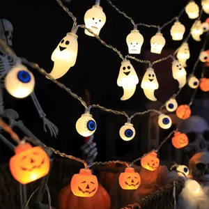 Φωτεινή Γκίρλαντα LED Halloween Κολοκύθα Φάντασμα Κρανίο Μάτι Διακοσμητικά Φώτα με Μπαταρία Γιορτή Πάρτι Διακόσμηση Σπιτιού