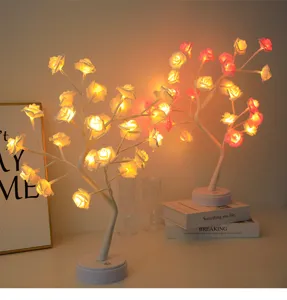 LED Rosenbaum Lampe Tisch dekoratives Nachtlicht Touch-Steuerung Urlaubsgeschenk Nachttischleuchte