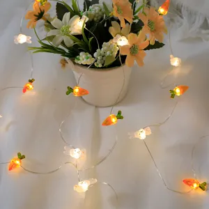 Catena Luminosa LED Filo di Rame Carota di Pasqua e Coniglio Luci Decorative Casa