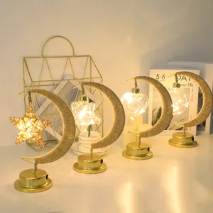 Luce Notturna LED Corda di Canapa Luna Stella Cuore Palla Alimentata USB Lampada Decorativa da Comodino Illuminazione Calda Regalo