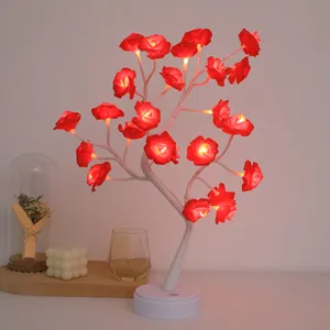 Detailansicht der LED Rosenbaumlampe, Touch-Steuerung, Schreibtisch-Dekolicht für Feiertagsgeschenke