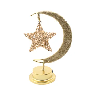 Lampada notturna LED stella luna in corda di canapa luce decorativa USB luminosa regalo