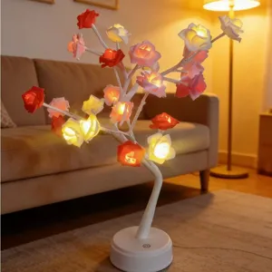 LED Rosen Baum Licht Touch Tischlampe Künstliche Blume Nachtlicht USB Batterie Betrieben Zuhause Schlafzimmer Festival Dekor Geschenk