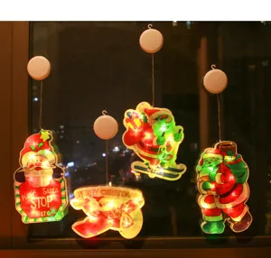 Christmas LED window suction cup hanging lights featuring Santa Claus design for holiday decoration.