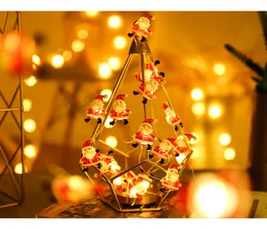 Guirnalda de luces LED de Navidad de alambre de cobre con adorables figuras de Papá Noel fiestas.