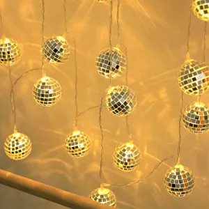 LED Mozaïek Spiegelbal Lichterketting Disco Lichtjes USB Aangedreven Kerstfeest Huis Kamer Decoratie