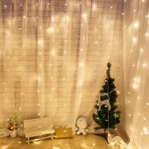 LED gordijn lichtketting 3x3m 300 LED warm wit fairy lights feest kerst decor