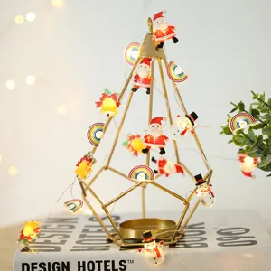 Guirnalda de Luces Decorativa de Navidad LED Alambre de Cobre Papá Noel Muñeco de Nieve Fiesta Interior