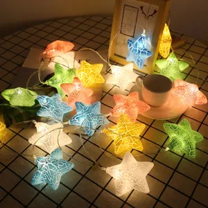 Catena Luminosa LED Stella Screpolata Festa di Natale Decorazione Casa Bianco Caldo Multicolore PVC