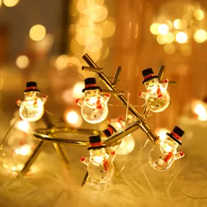 Cadena de luces LED de muñeco de nieve de Navidad decorativa cálida para decoración navideña.