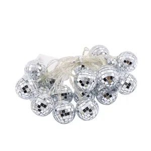 LED disco bal lichtketting, spiegel mozaïek feest lampjes voor kerst vakantie decoratie.