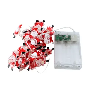 Guirnalda de luces LED de Papá Noel de Navidad con caja de baterías para decoración.