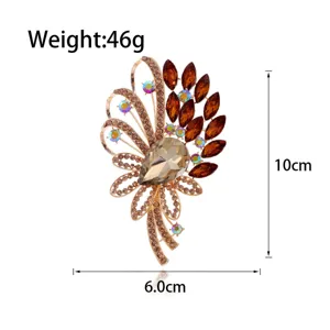 Elegante broche de cristal para mujer, broche de flor de estrás de lujo, joyería de moda.