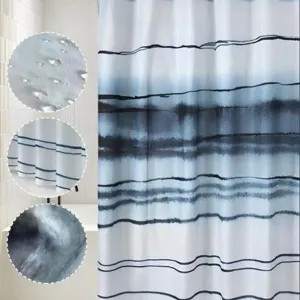 Modern Ink Wash Painting Shower Curtain Waterproof Mildew Resistant Polyester Fabric Bath Curtain For Bathroom Decor