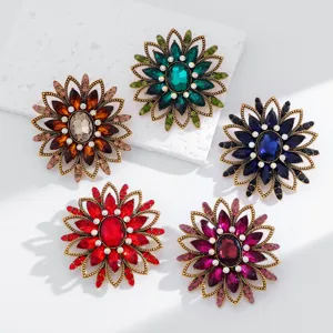 Broche de flor de cristal strass vintage conjunto elegante joya moda regalo mujer