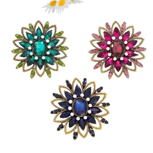Conjunto de broches de flores con pedrería de cristal vintage, accesorios de moda.