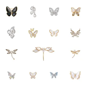 Light Luxury Copper Zirconia Brooch Butterfly Dragonfly Design Delicate Clothing Anti-Exposure Collar Pin Gift Fashion Brooch For Unisex Jewelry