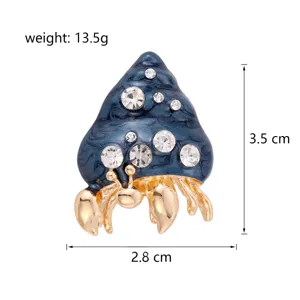 Creative alloy enamel hermit crab shell brooch fashion versatile elegant women apparel pin