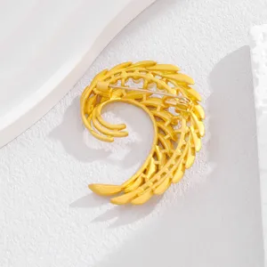 Goldene Feder Perle Brosche Pin elegante Mode Accessoires fuer Damen Alltag Arbeit