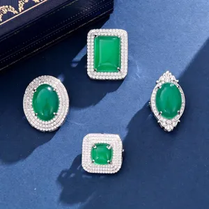 Ensemble de broches de luxe vintage en pierre precieuse verte style cour elegants