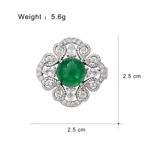 Broche vintage en pierre verte, élégante épingle décorative en zircon cristal style palais.