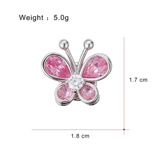 Broche papillon en cristal rose exquise boucle aimantée accessoire de mode bijoux femme