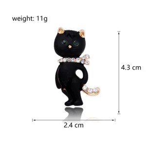 Elegant black cat rhinestone brooch alloy fashion animal pin jewelry gift accessory item