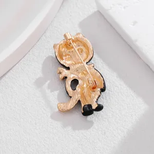 Detail shot of black cat brooch back, alloy fashion animal pin jewelry, elegant design.